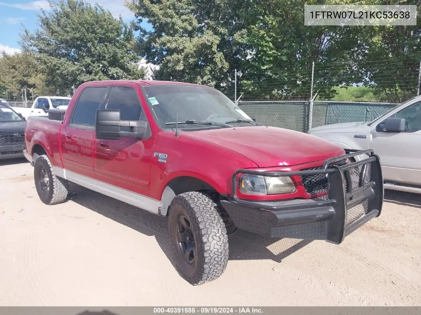 2001 Ford F-150 Harley-Davidson Edition/King Ranch Edition/Lariat/Xlt VIN: 1FTRW07L21KC53638 Lot: 40391585