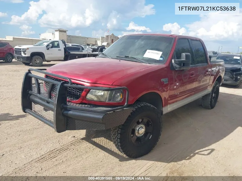 2001 Ford F-150 Harley-Davidson Edition/King Ranch Edition/Lariat/Xlt VIN: 1FTRW07L21KC53638 Lot: 40391585