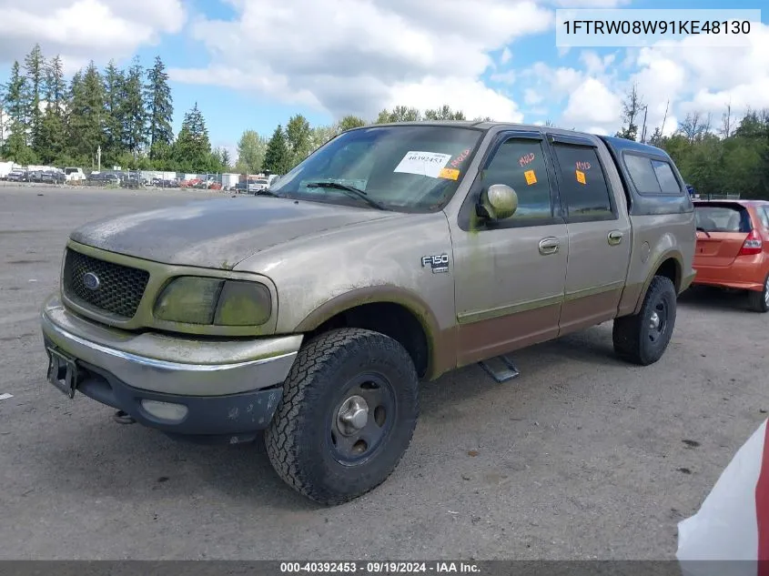 2001 Ford F-150 King Ranch Edition/Lariat/Xlt VIN: 1FTRW08W91KE48130 Lot: 40392453