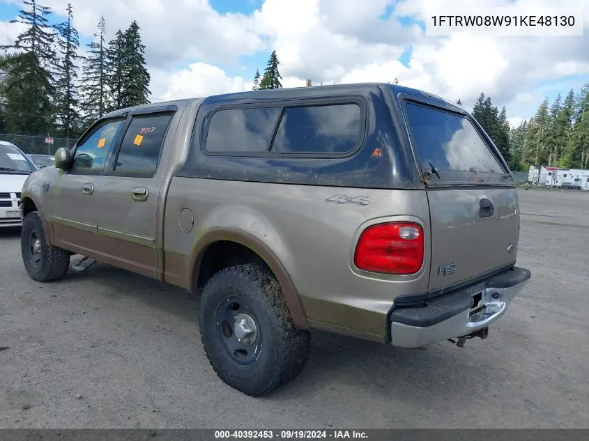 2001 Ford F-150 King Ranch Edition/Lariat/Xlt VIN: 1FTRW08W91KE48130 Lot: 40392453