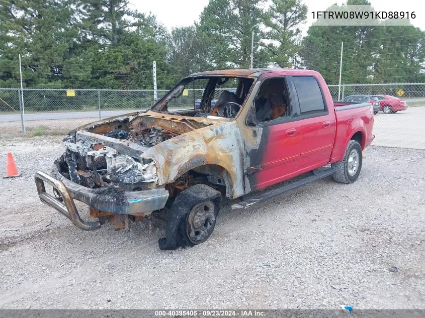 2001 Ford F-150 King Ranch Edition/Lariat/Xlt VIN: 1FTRW08W91KD88916 Lot: 40395405