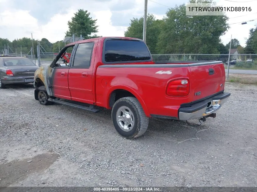 2001 Ford F-150 King Ranch Edition/Lariat/Xlt VIN: 1FTRW08W91KD88916 Lot: 40395405