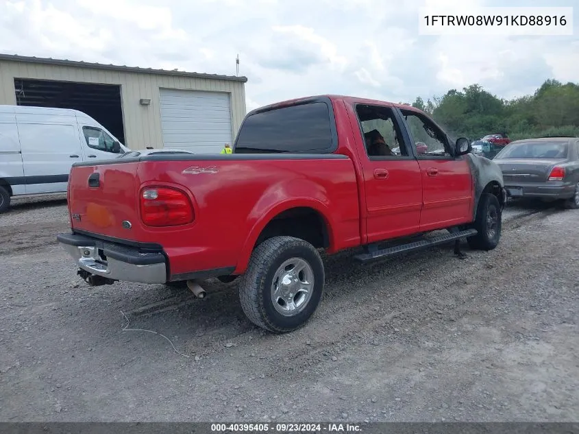 2001 Ford F-150 King Ranch Edition/Lariat/Xlt VIN: 1FTRW08W91KD88916 Lot: 40395405