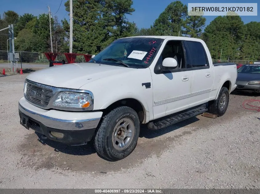 2001 Ford F-150 King Ranch Edition/Lariat/Xlt VIN: 1FTRW08L21KD70182 Lot: 40406997