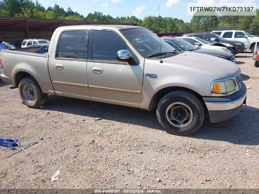 2001 Ford F-150 Supercrew Harley-Davidson/King Ranch Edition/Lariat/Xlt VIN: 1FTRW07W71KD73137 Lot: 40408367