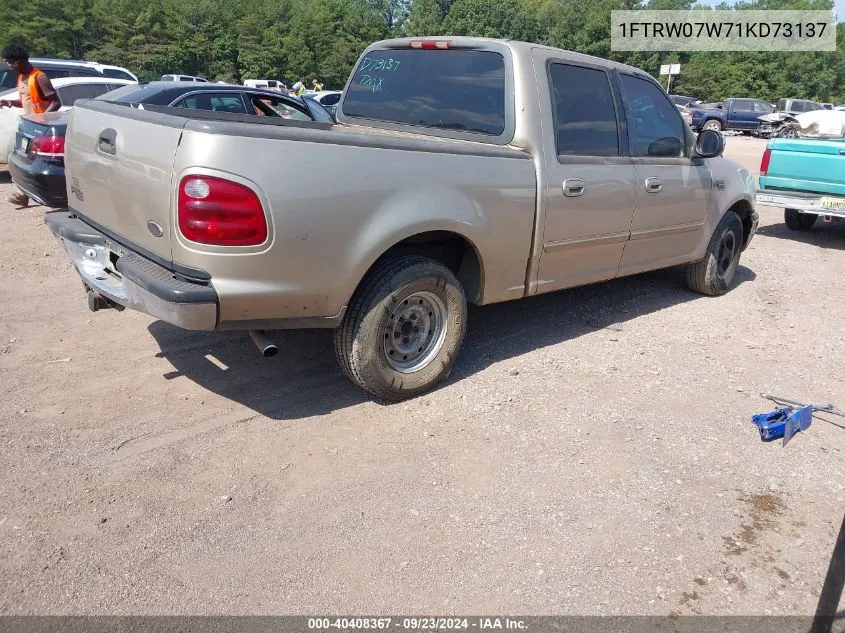 2001 Ford F-150 Supercrew Harley-Davidson/King Ranch Edition/Lariat/Xlt VIN: 1FTRW07W71KD73137 Lot: 40408367