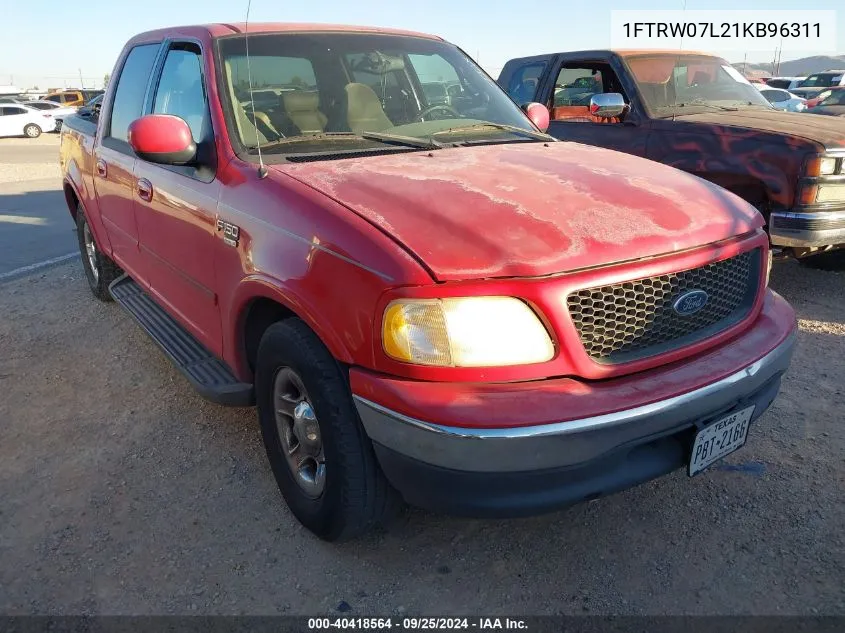 2001 Ford F-150 Harley-Davidson Edition/King Ranch Edition/Lariat/Xlt VIN: 1FTRW07L21KB96311 Lot: 40418564