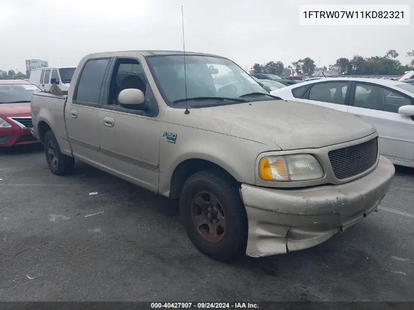 2001 Ford F-150 Supercrew VIN: 1FTRW07W11KD82321 Lot: 40427907