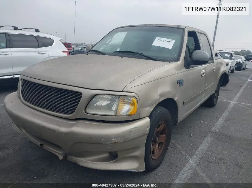 2001 Ford F-150 Supercrew VIN: 1FTRW07W11KD82321 Lot: 40427907