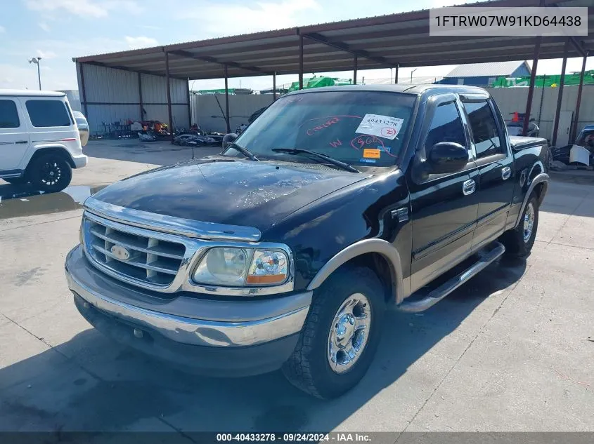 2001 Ford F-150 Harley-Davidson Edition/King Ranch Edition/Lariat/Xlt VIN: 1FTRW07W91KD64438 Lot: 40433278