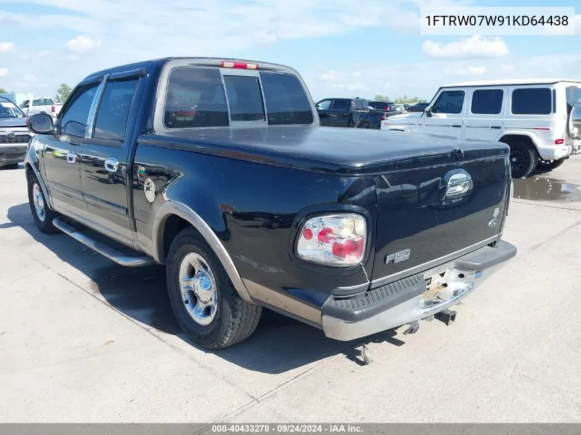 2001 Ford F-150 Harley-Davidson Edition/King Ranch Edition/Lariat/Xlt VIN: 1FTRW07W91KD64438 Lot: 40433278