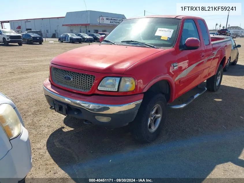 2001 Ford F-150 Lariat/Xl/Xlt VIN: 1FTRX18L21KF59241 Lot: 40451171