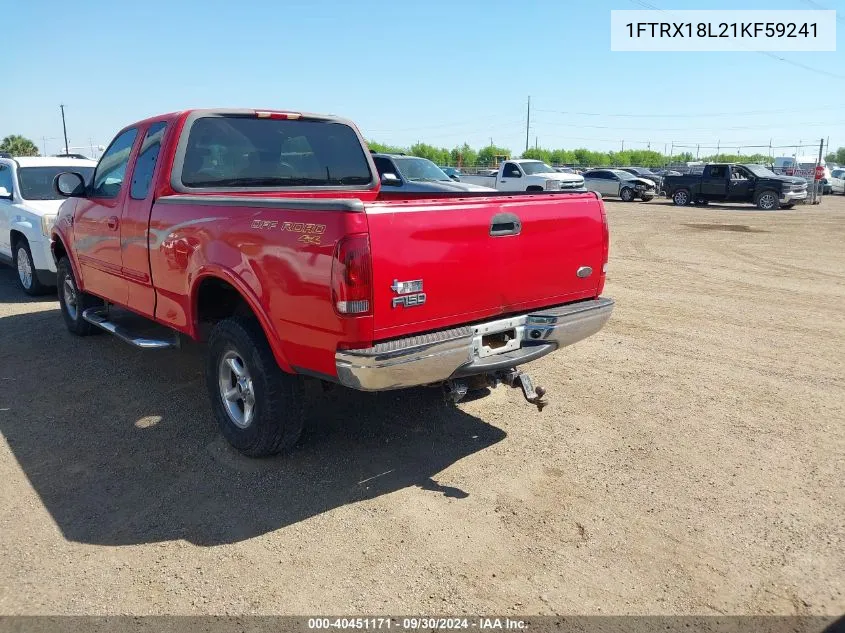 2001 Ford F-150 Lariat/Xl/Xlt VIN: 1FTRX18L21KF59241 Lot: 40451171