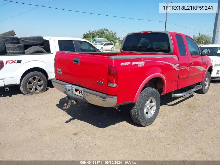 2001 Ford F-150 Lariat/Xl/Xlt VIN: 1FTRX18L21KF59241 Lot: 40451171