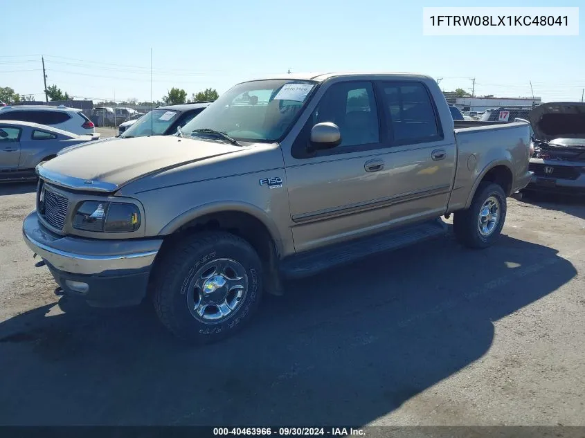 2001 Ford F-150 King Ranch Edition/Lariat/Xlt VIN: 1FTRW08LX1KC48041 Lot: 40463966