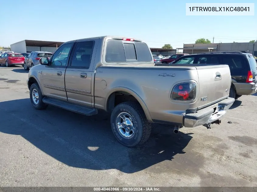 2001 Ford F-150 King Ranch Edition/Lariat/Xlt VIN: 1FTRW08LX1KC48041 Lot: 40463966