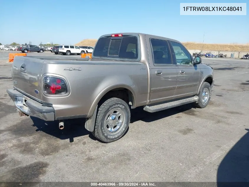 2001 Ford F-150 King Ranch Edition/Lariat/Xlt VIN: 1FTRW08LX1KC48041 Lot: 40463966