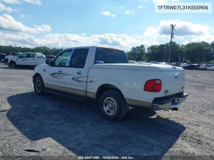 2001 Ford F-150 Harley-Davidson Edition/King Ranch Edition/Lariat/Xlt VIN: 1FTRW07L31KE00906 Lot: 40471468