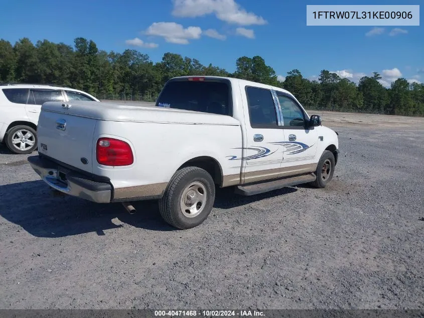 2001 Ford F-150 Harley-Davidson Edition/King Ranch Edition/Lariat/Xlt VIN: 1FTRW07L31KE00906 Lot: 40471468