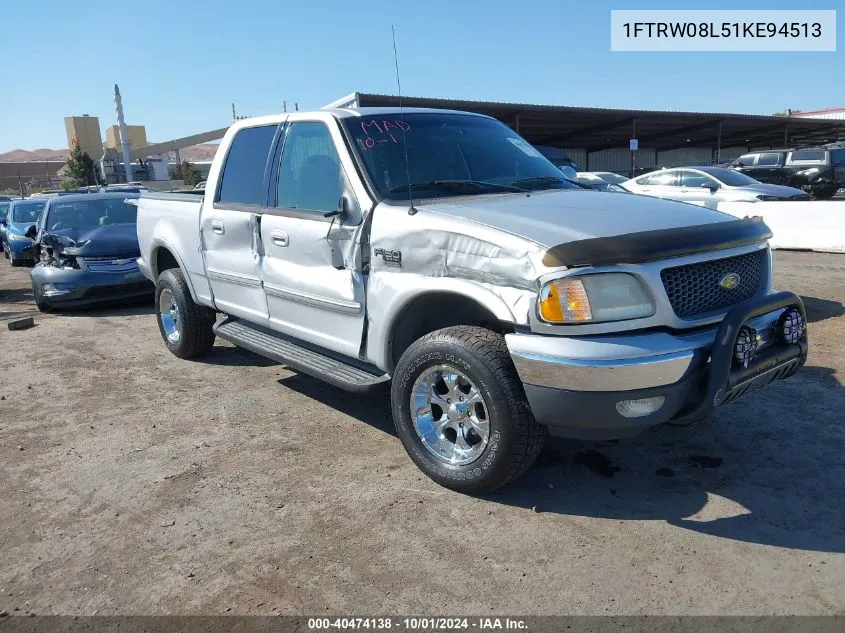 2001 Ford F-150 King Ranch Edition/Lariat/Xlt VIN: 1FTRW08L51KE94513 Lot: 40474138