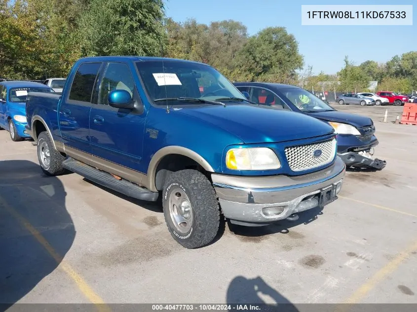 2001 Ford F-150 King Ranch Edition/Lariat/Xlt VIN: 1FTRW08L11KD67533 Lot: 40477703