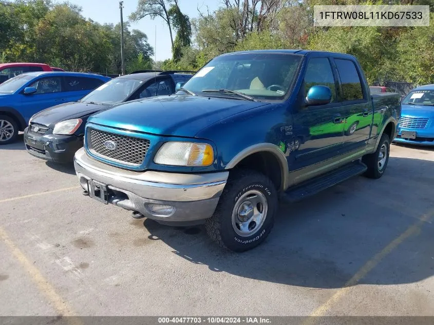 2001 Ford F-150 King Ranch Edition/Lariat/Xlt VIN: 1FTRW08L11KD67533 Lot: 40477703