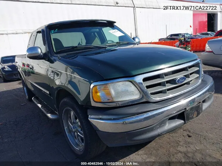 2001 Ford F-150 Lariat/Xl/Xlt VIN: 2FTRX17W71CA22722 Lot: 40482546