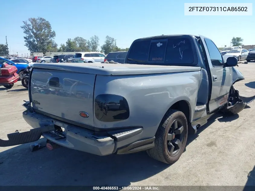 2001 Ford F-150 Svt Lightning VIN: 2FTZF07311CA86502 Lot: 40486553