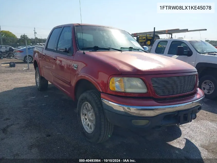 2001 Ford F-150 King Ranch Edition/Lariat/Xlt VIN: 1FTRW08LX1KE45078 Lot: 40493984