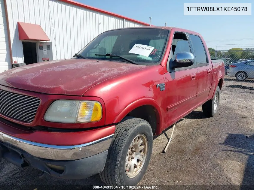 2001 Ford F-150 King Ranch Edition/Lariat/Xlt VIN: 1FTRW08LX1KE45078 Lot: 40493984