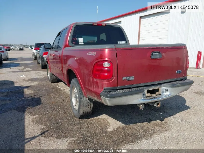 2001 Ford F-150 King Ranch Edition/Lariat/Xlt VIN: 1FTRW08LX1KE45078 Lot: 40493984