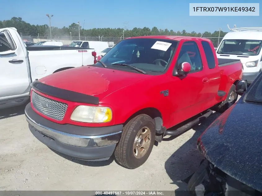 2001 Ford F-150 Lariat/Xl/Xlt VIN: 1FTRX07W91KE49342 Lot: 40497587