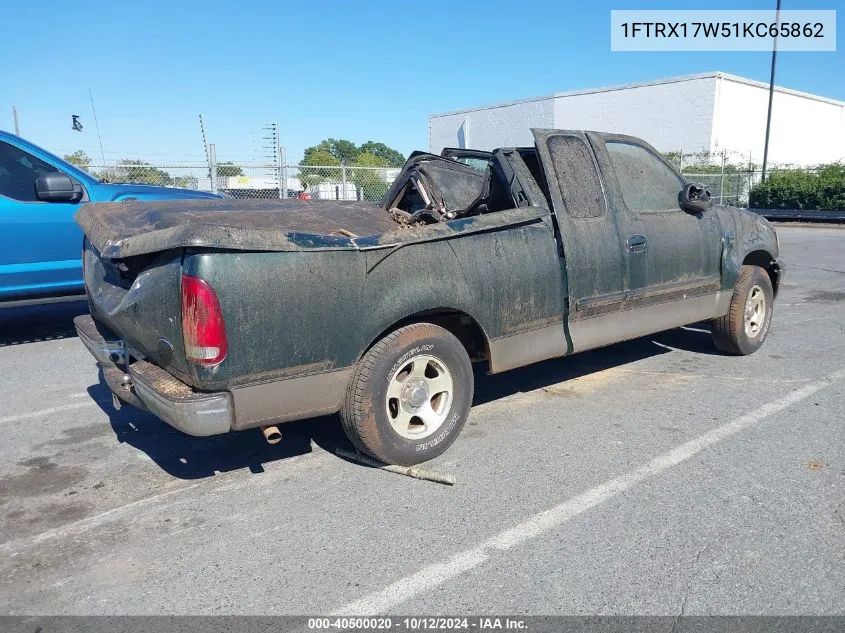 2001 Ford F-150 Lariat/Xl/Xlt VIN: 1FTRX17W51KC65862 Lot: 40500020