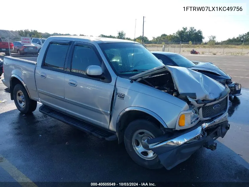 2001 Ford F-150 Harley-Davidson Edition/King Ranch Edition/Lariat/Xlt VIN: 1FTRW07LX1KC49756 Lot: 40505549