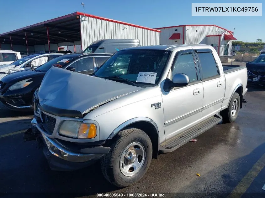 2001 Ford F-150 Harley-Davidson Edition/King Ranch Edition/Lariat/Xlt VIN: 1FTRW07LX1KC49756 Lot: 40505549