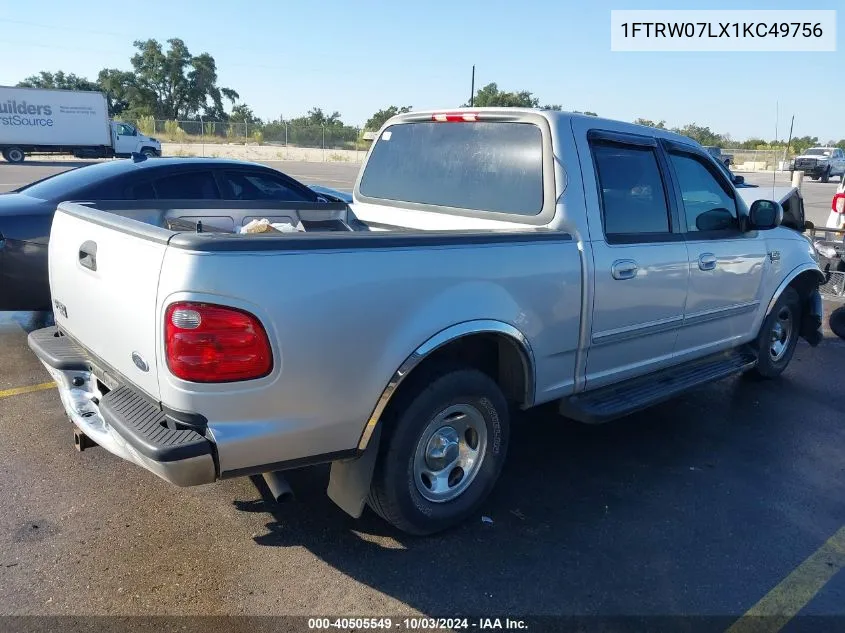 2001 Ford F-150 Harley-Davidson Edition/King Ranch Edition/Lariat/Xlt VIN: 1FTRW07LX1KC49756 Lot: 40505549