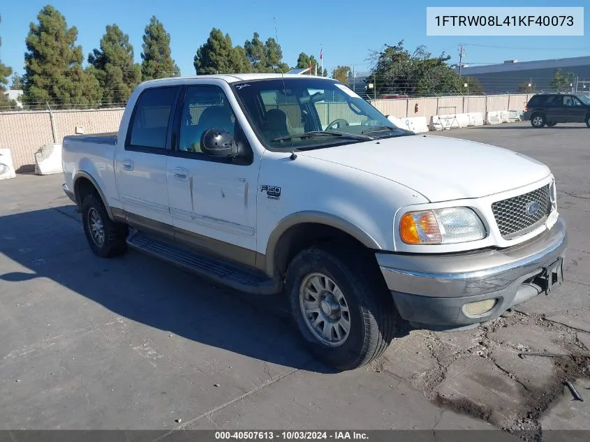 2001 Ford F-150 King Ranch Edition/Lariat/Xlt VIN: 1FTRW08L41KF40073 Lot: 40507613