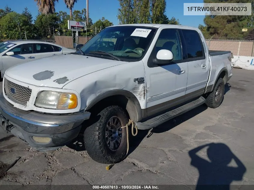 2001 Ford F-150 King Ranch Edition/Lariat/Xlt VIN: 1FTRW08L41KF40073 Lot: 40507613