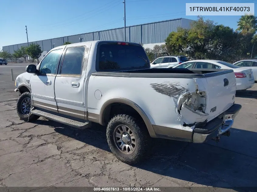 2001 Ford F-150 King Ranch Edition/Lariat/Xlt VIN: 1FTRW08L41KF40073 Lot: 40507613