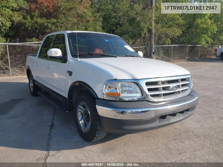 2001 Ford F-150 Harley-Davidson Edition/King Ranch Edition/Lariat/Xlt VIN: 1FTRW07L01KE12947 Lot: 40515051