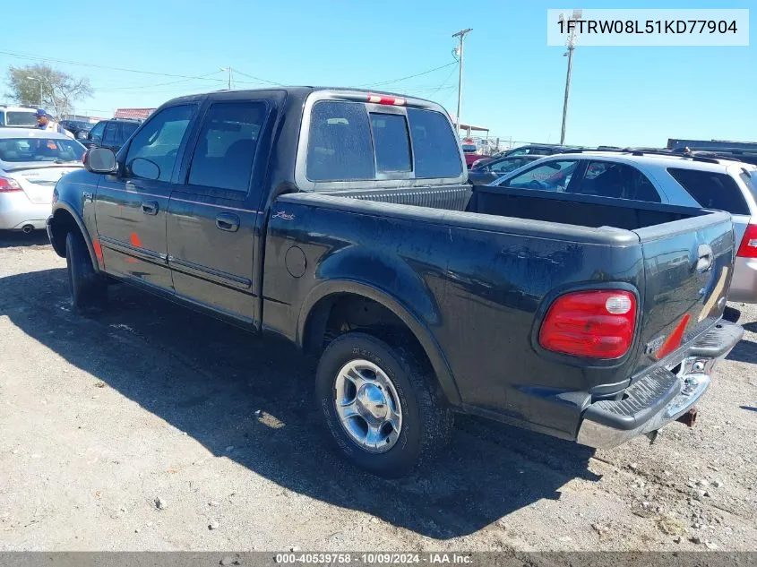 2001 Ford F-150 King Ranch Edition/Lariat/Xlt VIN: 1FTRW08L51KD77904 Lot: 40539758