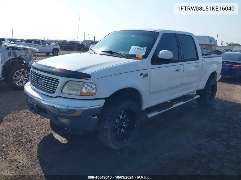 2001 Ford F-150 King Ranch Edition/Lariat/Xlt VIN: 1FTRW08L51KE16040 Lot: 40549013