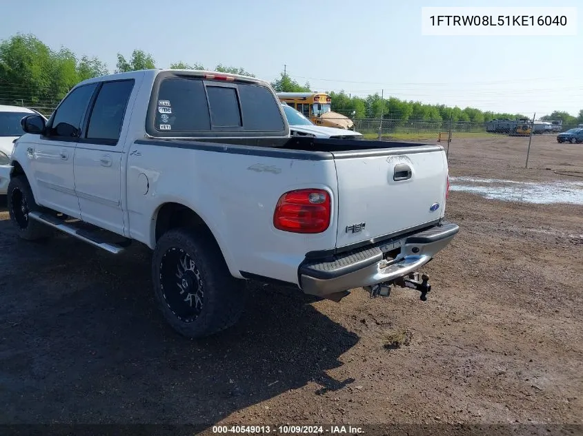 2001 Ford F-150 King Ranch Edition/Lariat/Xlt VIN: 1FTRW08L51KE16040 Lot: 40549013