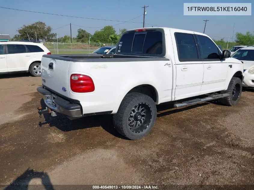 2001 Ford F-150 King Ranch Edition/Lariat/Xlt VIN: 1FTRW08L51KE16040 Lot: 40549013