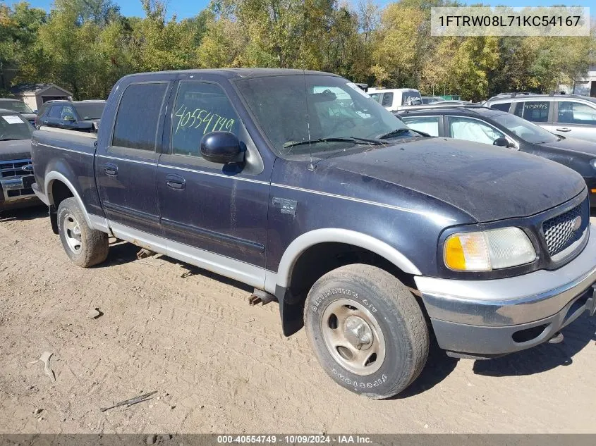 2001 Ford F-150 King Ranch Edition/Lariat/Xlt VIN: 1FTRW08L71KC54167 Lot: 40554749