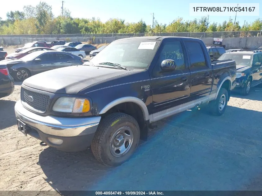 2001 Ford F-150 King Ranch Edition/Lariat/Xlt VIN: 1FTRW08L71KC54167 Lot: 40554749