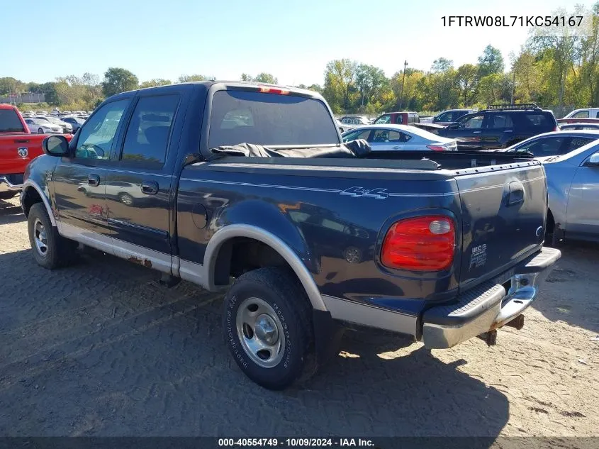 2001 Ford F-150 King Ranch Edition/Lariat/Xlt VIN: 1FTRW08L71KC54167 Lot: 40554749