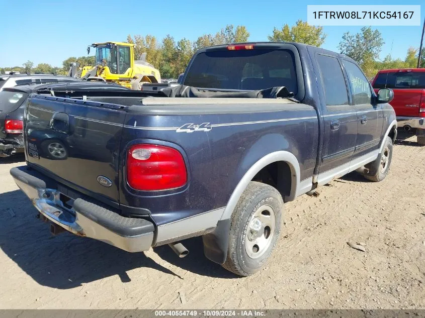 2001 Ford F-150 King Ranch Edition/Lariat/Xlt VIN: 1FTRW08L71KC54167 Lot: 40554749