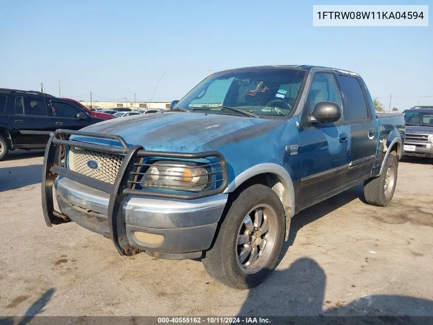 2001 Ford F-150 King Ranch Edition/Lariat/Xlt VIN: 1FTRW08W11KA04594 Lot: 40555162