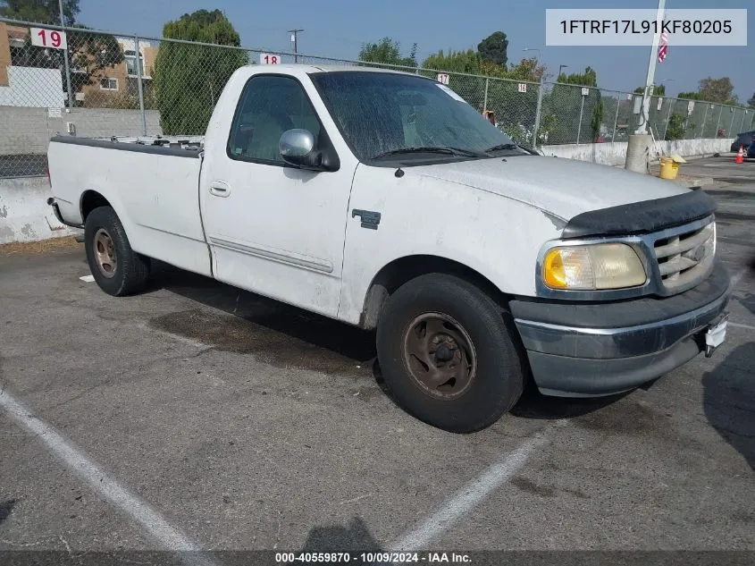 2001 Ford F-150 Xl/Xlt VIN: 1FTRF17L91KF80205 Lot: 40559870